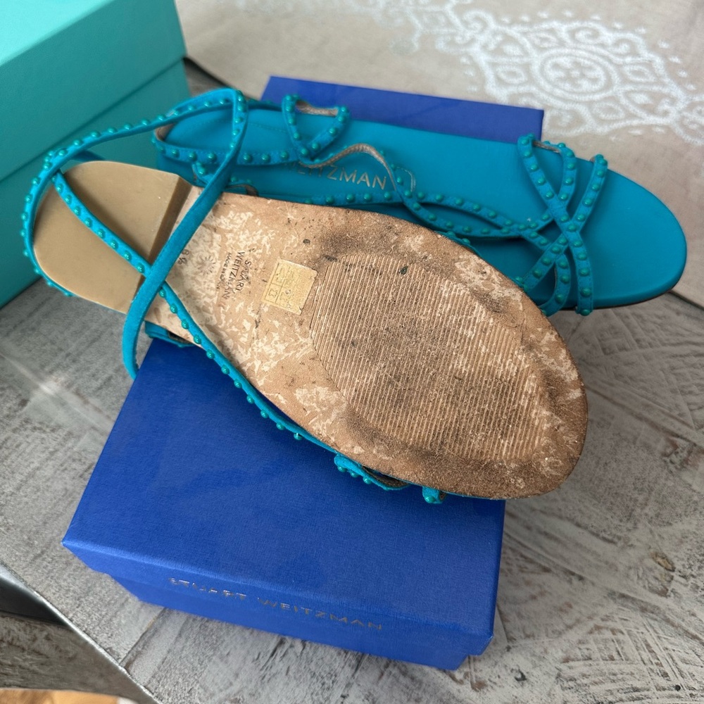 Stuart Weitzman Turquoise Strappy Sandals - Picture 4 of 4